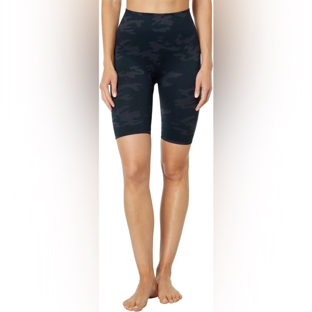 Spanx Lamn Camo Biker Shorts Black Grey Camouflage‎ High Waist XS 50180R
